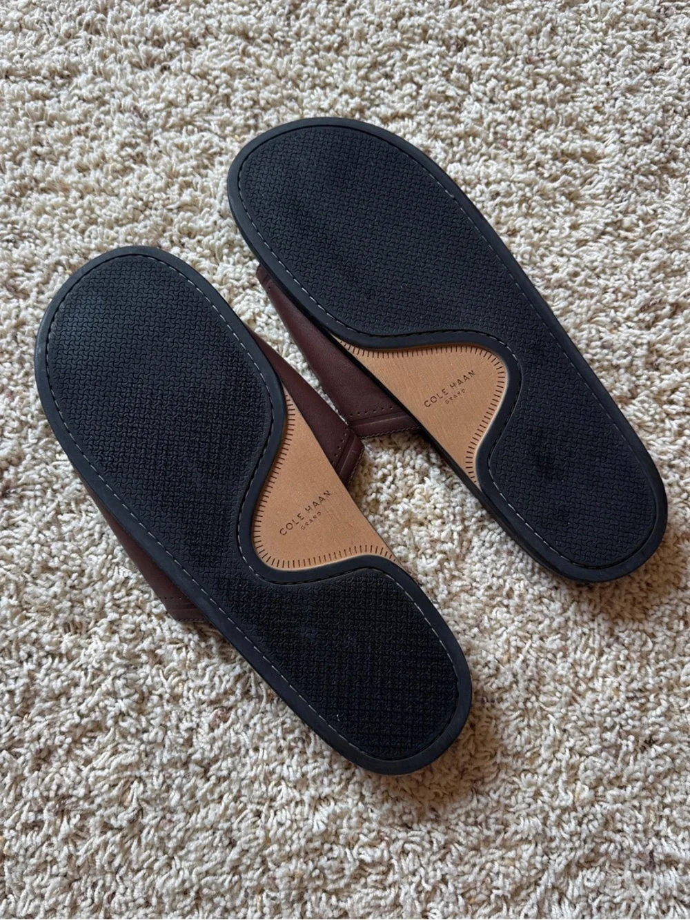 Cole Haan Brown Leather Slide Sandals for Men